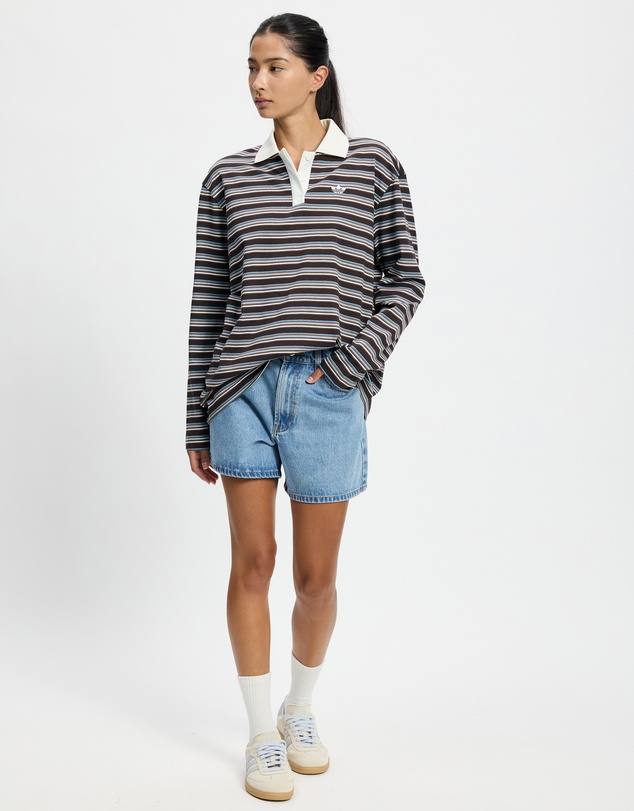 adidas Originals - Striped Oversized Long Sleeve Polo