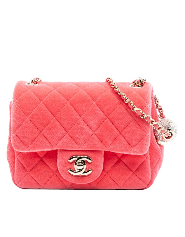 Pre-Loved by Azura Reborn - Pre-Loved Mini Square Classic Velvet Pearl Crush Single Flap