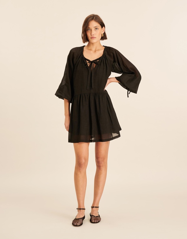 AERE - Blouson Sleeve Tiered Mini Dress