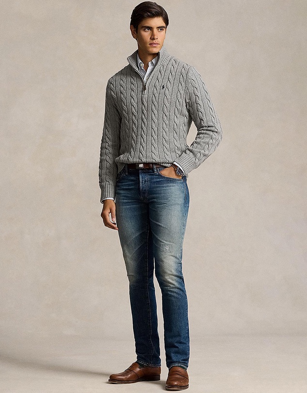 Polo Ralph Lauren - Cable-Knit Cotton Quarter-Zip Sweater