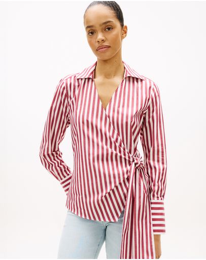 Wide Banker Stp Ecru Liberty Red
