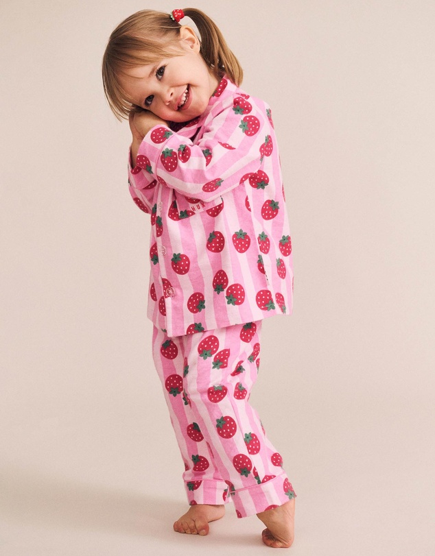 Huxbaby - Strawberry Fields Forever Stripe Flannel PJ - Babies-Kids
