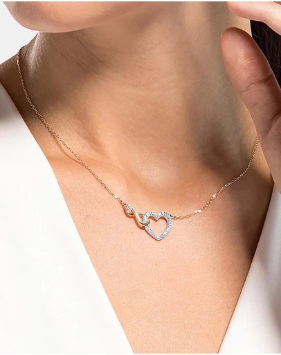 Swarovski - Hyperbola necklace, Infinity and heart, White, Mixed metal finish