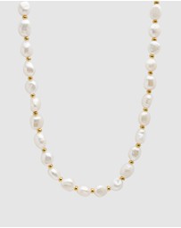 Nialaya Jewellery - Men's Beaded Choker with Baroque Pearls