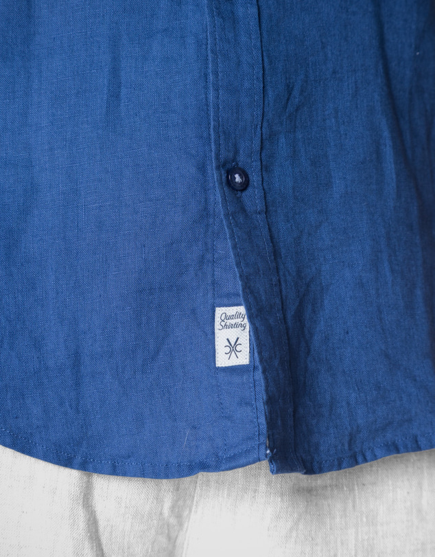 Coast Clothing - Long Sleeve Linen Shirt: Indigo Blue