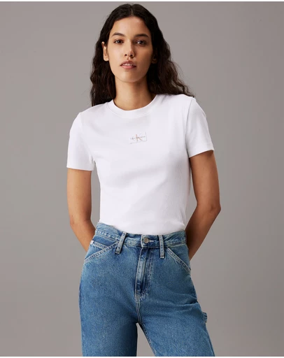 Calvin Klein Jeans - Ribbed Monogram Logo T-Shirt