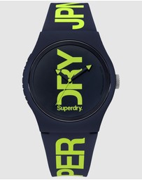 Superdry - Navy Silicone Green Print Watch