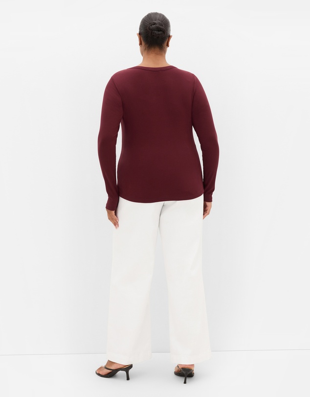 City Chic - Plus size Button Through Knit Top - berry