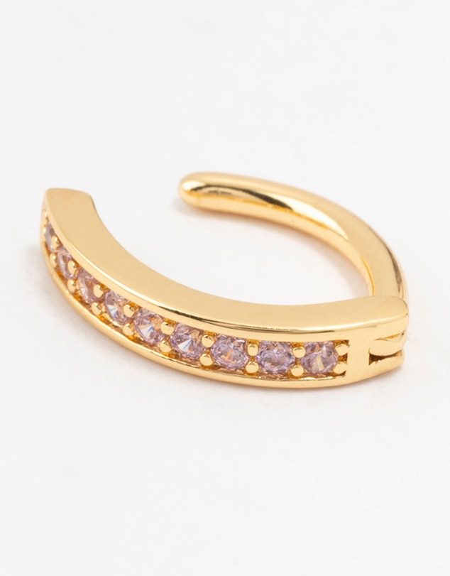 Lovisa - Gold Plated Surgical Steel Pink Cubic Zirconia Curved Belly Ring