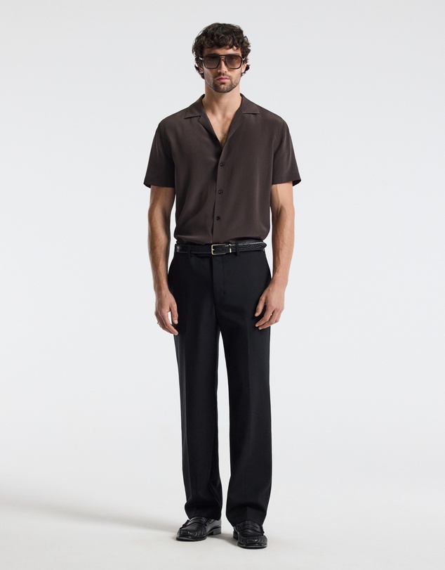Calibre - Camp Collar Silk Shirt Espresso