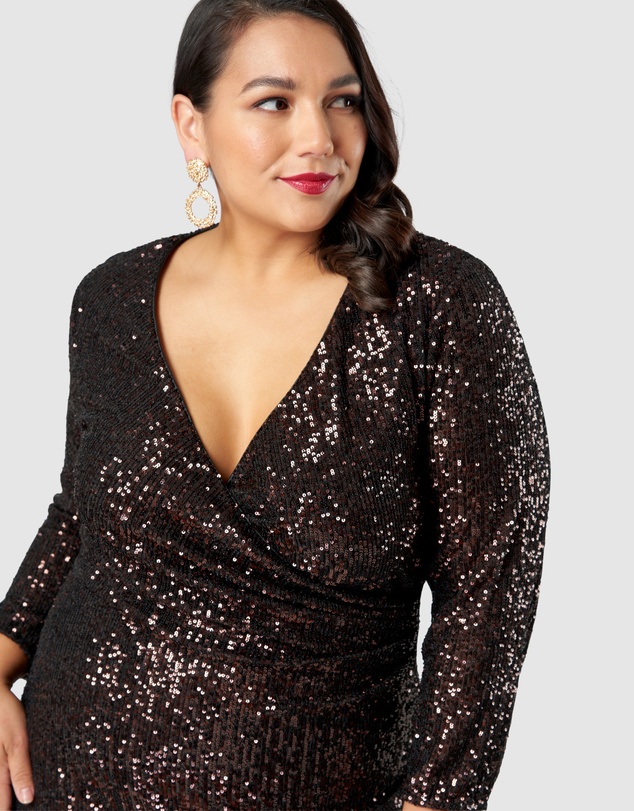 Pink Dusk by Curve Project - Smokin Hot Sequin Wrap Dress