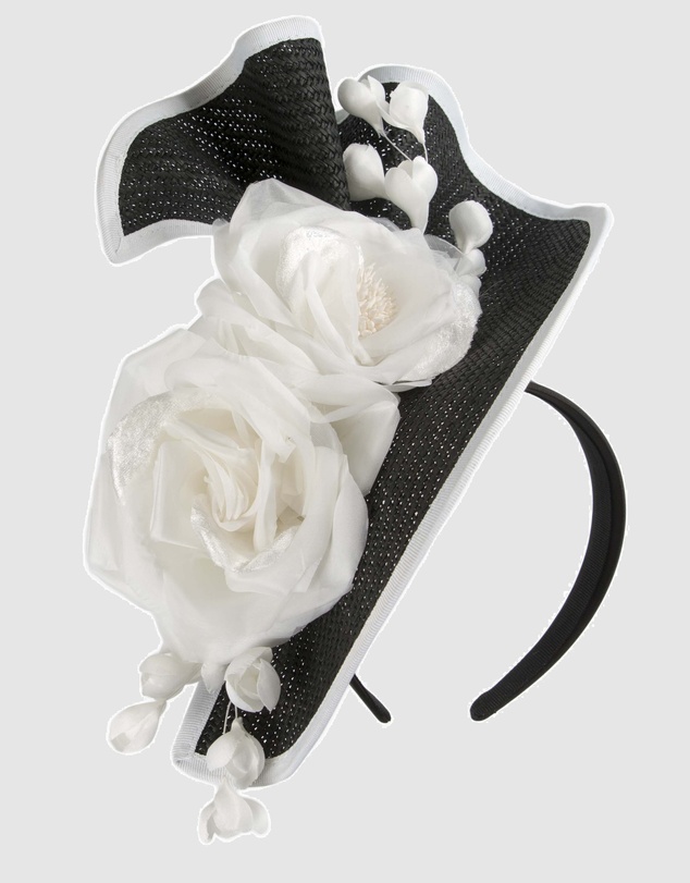 Fillies Collection - Bespoke Sculpted Black White Racing Fascinator