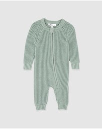 Bebe by Minihaha - Sage Knitted Zip Romper