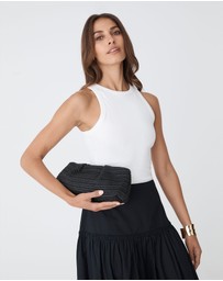 Forcast - Coral Raffia Clutch Bag