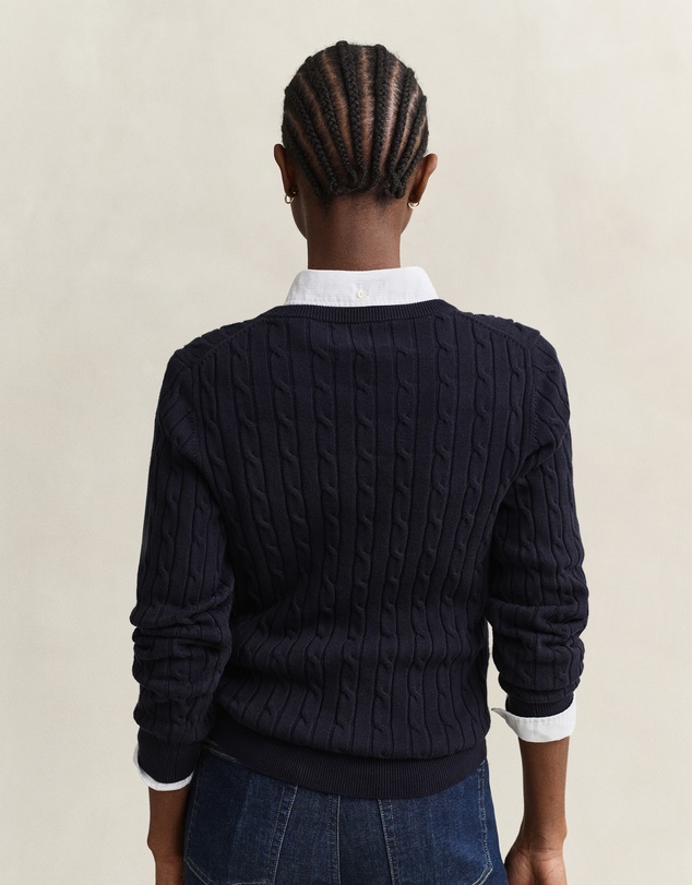 Gant - Stretch Cotton Cable V-Neck Knit