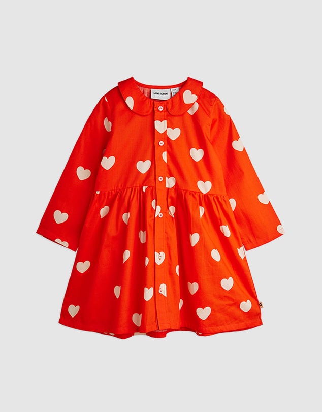 Mini Rodini - Hearts Aop Woven LS Dress - Babies-Teens