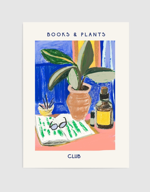 Olive et Oriel - Books And Plants by Treechild Art Print
