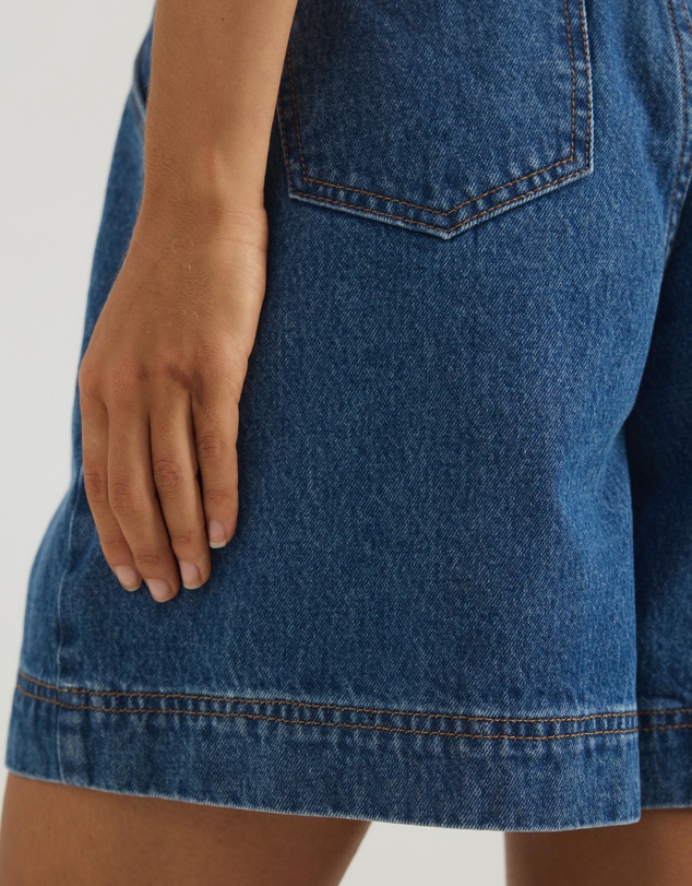 Atmos&Here - Selena Bermuda Denim Shorts With Belt