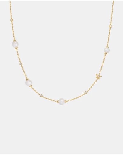 Ania Haie - Ania Haie Gold Pearl and Star Station Necklace