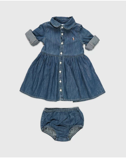 Polo Ralph Lauren - Denim Shirt Dress And Bloomers Set - Babies