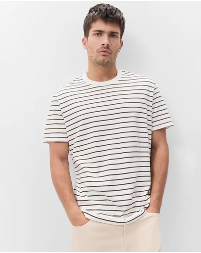 UNISON - Coffee Stripe Relaxed T Shirt