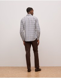 Trenery - Regular Fit Reed Poplin Long Sleeve Shirt in Auburn