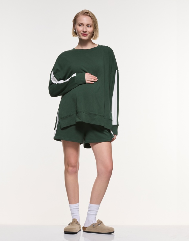 Soon Maternity - Side Stripe Cotton Shorts