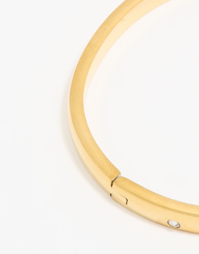 Lovisa - Waterproof Gold Plated Stainless Steel Diamante Smooth Hinged Bracelet