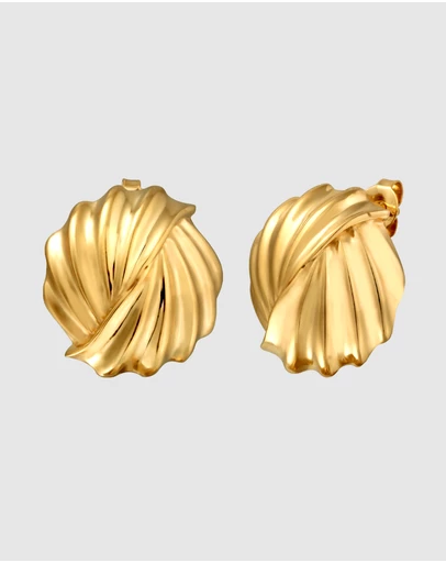 Elli Jewelry - Grooves Stud Earrings in Gold-Plated 925 Silver