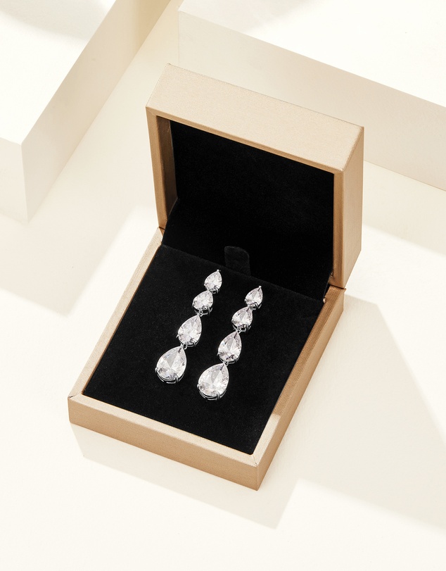 Mestige - Provence Pear Drop Earrings - Silver Plated