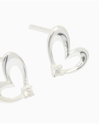 Lovisa - Sterling Silver Cubic Zirconia Heart Stud Earrings