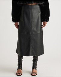 Decjuba - Nia Faux Leather Midi Skirt