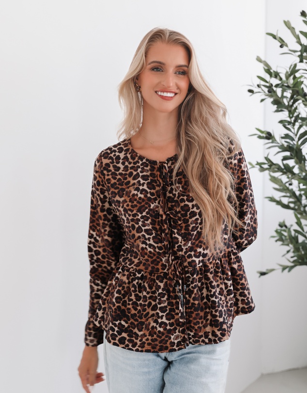 Esther & Co - Saveria Top - Brown Print