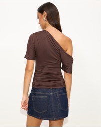 Dazie - Honey Asymmetrical Jersey Top