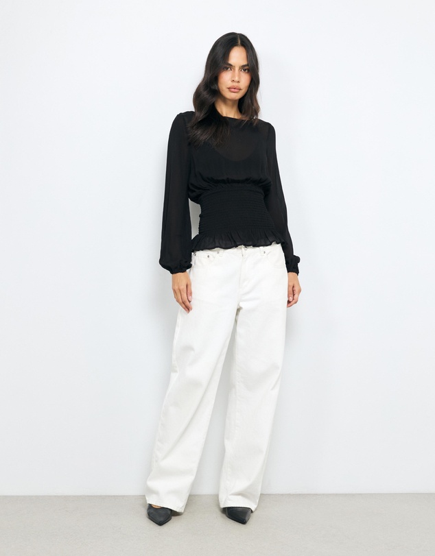 AERE - Balloon Sleeve Georgette Top