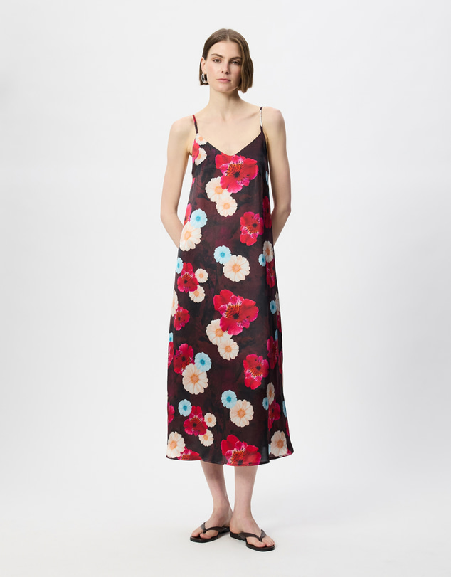 The Social Outfit - Silk Slip Dress - Cosmic Bloom