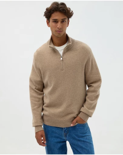AERE - Merino Wool Quarter Zip Sweater