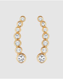 Elli Jewelry - Earrings Earclimber Sparkling Crystals in 925 Sterling Silver Gold Plated