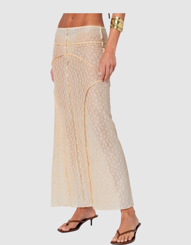 EDIKTED - Inside Out Sheer Lace Maxi Skirt