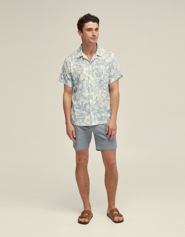 Oxford - Vinny Linen Blend Printed Short Sleeve Shirt