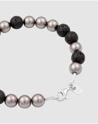 Kuzzoi - ICONIC EXCLUSIVE - Bracelet Ball Lava Synthetic Pearl Grey Black 925 Sterling Silver