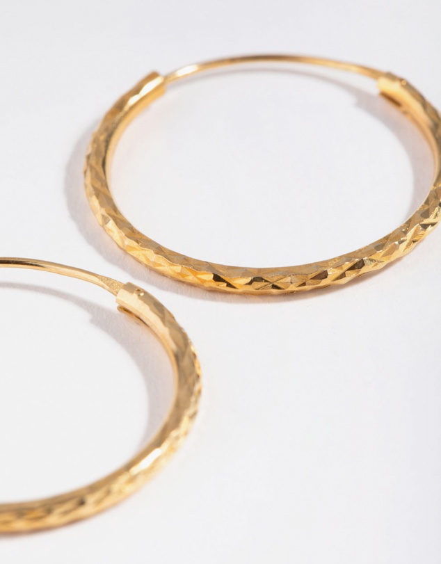 Lovisa - Gold Plated Sterling Silver 25mm Diamond Cut Hoop Earrings
