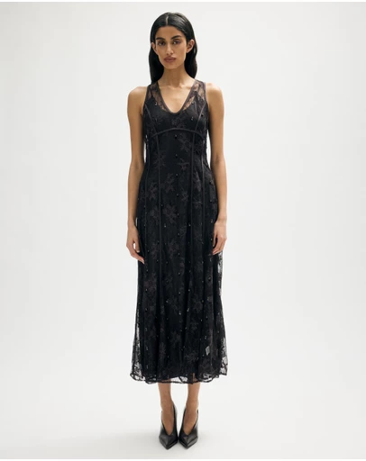 Minima Esenciales - Ninon Beaded Lace Midi Dress