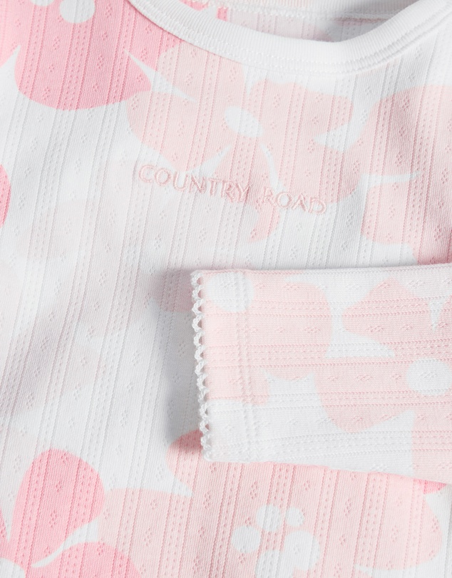 Country Road - Organically Grown Cotton Blend Pointelle Frill Bodysuit