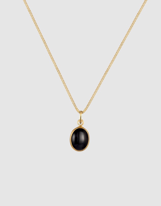 Elli Jewelry - Necklace Onyx 925 Sterling Silver Gold-Plated