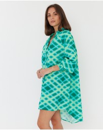 ALEXANDRA - Ollie Dress Emerald Crosshatch