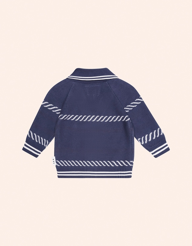 Huxbaby - Nautical Shawl Collar Cardigan - Babies-Teens