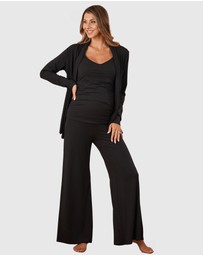 Angel Maternity - 3-Piece Maternity Set with Wide Leg Maternity Pant in Black