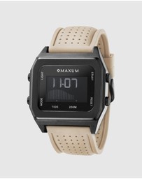 Maxum - Raglan Tide Watch – Black Case, Black Dial & Beige Silicone Strap