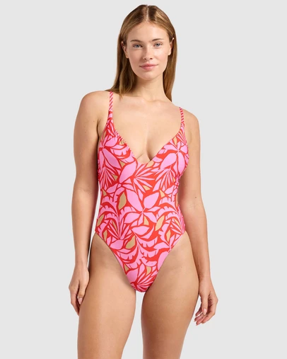 Seafolly - Retro Reef Reversible Voop Neck One Piece Swimsuit